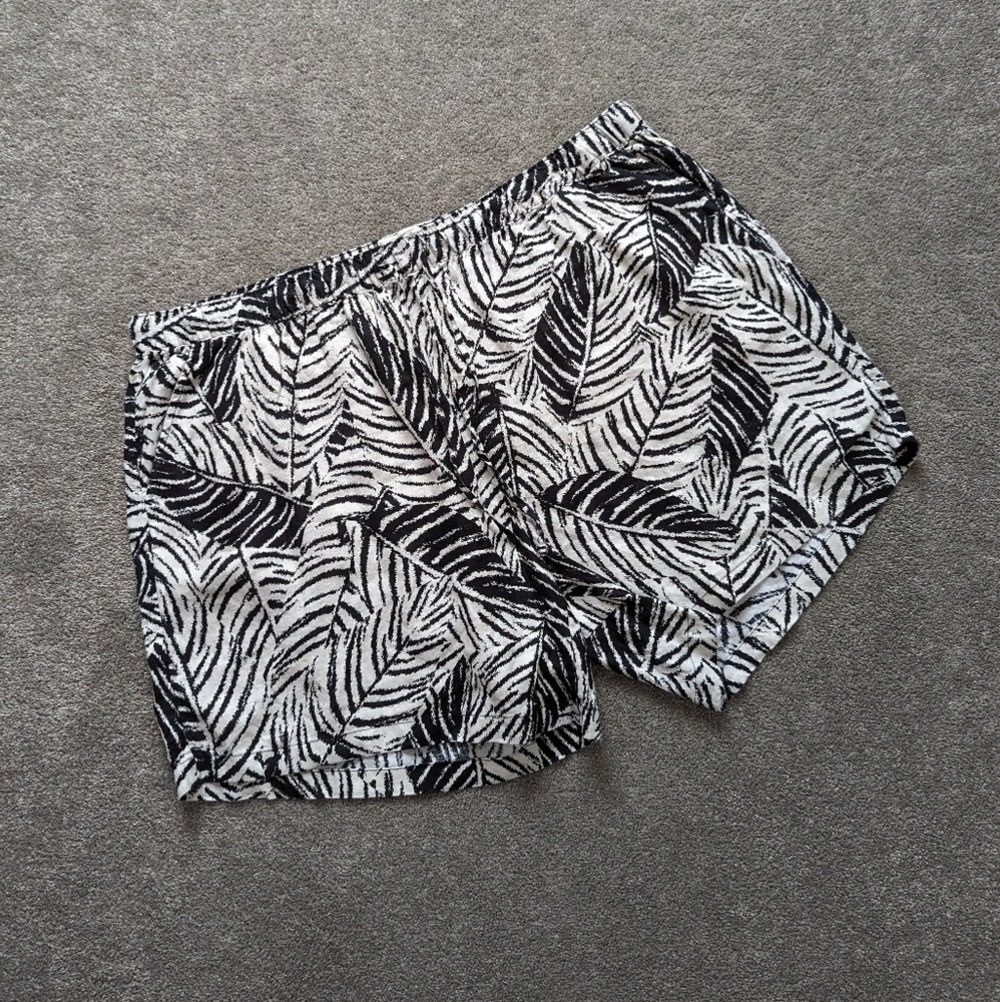 Cynthia Rowley tropical print leaf pattern linen shorts women's size 3X